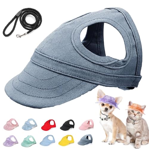 Baseballmütze für Haustiere, Verstellbar Sonnenschutz Hut Hundecap mit Ohrlöchern für Welpen Haustier,Hund Katze Outdoor Sunbonnet (S,Dark Blue) von Accrue