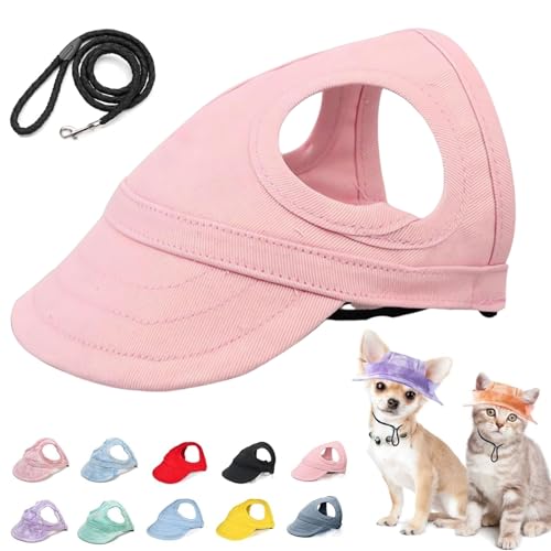 Baseballmütze für Haustiere, Verstellbar Sonnenschutz Hut Hundecap mit Ohrlöchern für Welpen Haustier,Hund Katze Outdoor Sunbonnet (XL,Pink) von Accrue