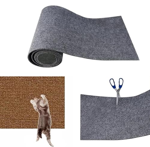 Accrue Kratzmatte Katze,Kratzmatte Katze Sofa,Selbstklebend Kratzteppich Katze Wand,Kratzwand,DIY Trimmbarer Teppich Matte Pad Katzenkratzbretter (30 * 100cm,Dark Grey) von Accrue