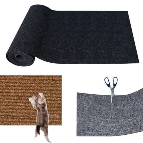 Kratzmatte Katze,Kratzmatte Katze Sofa,Selbstklebend Kratzteppich Katze Wand,Kratzwand,DIY Trimmbarer Teppich Matte Pad Katzenkratzbretter (60 * 100cm,Black) von Accrue