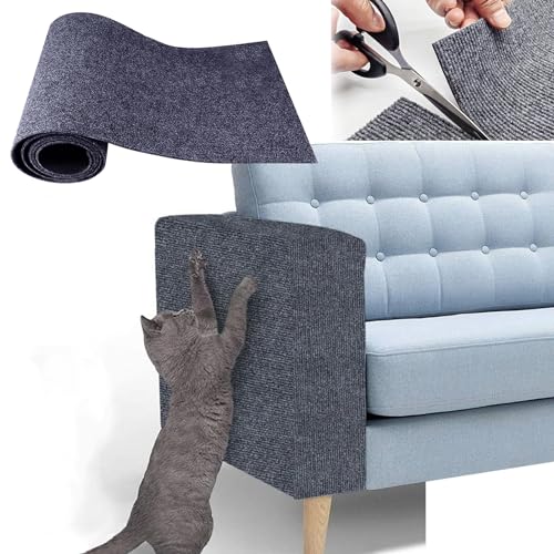 Kratzmatte Katze,Kratzmatte Katze Sofa,Selbstklebend Kratzteppich Katze Wand,Kratzwand,DIY Trimmbarer Teppich Matte Pad Katzenkratzbretter (60 * 100cm,Navy Blue) von Accrue