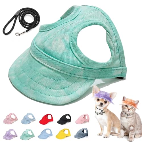 Accrue Outdoor Sun Protection Hood for Dogs,Dog Baseball Cap, Summer Outdoor Dog Cat Sun Protection Hat with Ear Holes, Adjustable Canvas Dog Hats for Puppy (L,Cloud Green) von Accrue