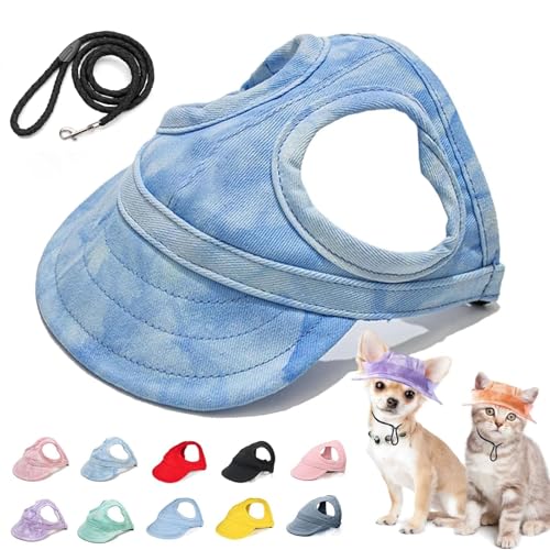 Outdoor Sun Protection Hood for Dogs,Dog Baseball Cap, Summer Outdoor Dog Cat Sun Protection Hat with Ear Holes, Adjustable Canvas Dog Hats for Puppy (M,Cloud Blue) von Accrue