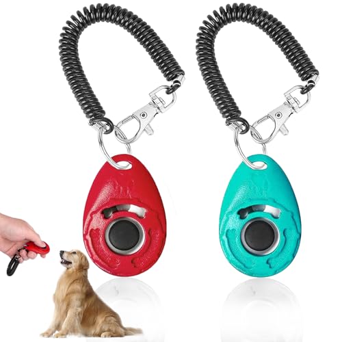 Acehome Hundeklicker, Hundetrainingsklicker, Haustier-Trainingsklicker mit großem Knopf und Handgelenkschlaufe für Hund, Katzen, Vögel, Pferd, Welpen (2 Stück, rot und grün) von Acehome