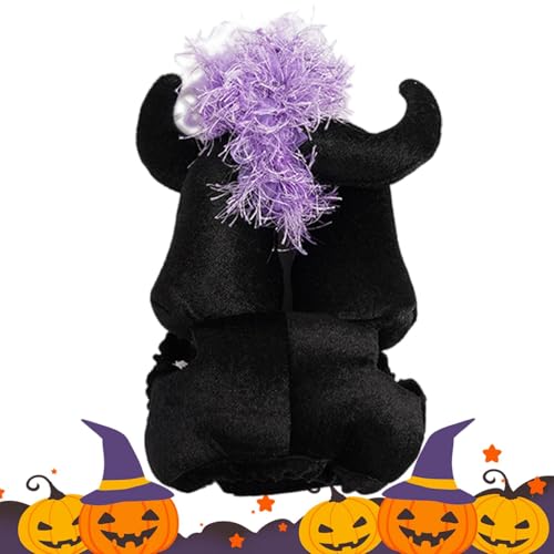 Aceirropy Katzen-Halloween-Kostüm, verstellbarer Katzenumhang, Hexenhut, Kostüme, Halloween-Hundekleidung, weich, bequem, Zauberer-Outfit, Hexen-Hundekostüm für kleine, mittelgroße Katzen und Hunde von Aceirropy