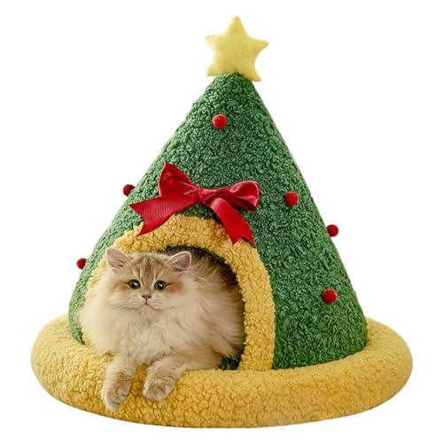 Aceirropy Weihnachten Haustierbett, Weihnachten Hundehaus für Winter, Hundezelt Bett Katze, Halbgeschlossenes Katzenversteck, Weihnachten Katzennest für Indoor Outdoor Spielen von Aceirropy