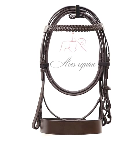 Aces Equine Hunter Trensenzaum mit 5,1 cm Nasenriemen und 2,5 cm beschichtetem Stirnband, Premium-Qualität, Braun (PONY) von Aces Equine