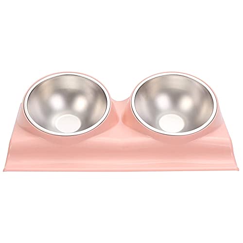 Acfthepiey Hundenäpfe Doppelt Erhöhte Futternäpfe Erhöhte Näpfe mit Anti-Harz-Station, Pet Feeder Bowls Pink von Acfthepiey