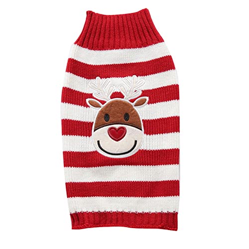 Acfthepiey Hundepullover für Hunde, warme Kleidung für den Winter, Weihnachts-Rentier-Muster für kleine Größe L von Acfthepiey