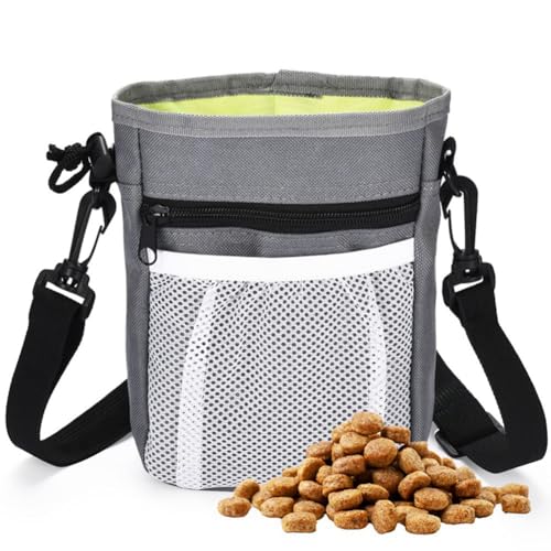 Voragrl Leckerlibeutel für Hunde, Leckerlibeutel für Haustiertraining, 3-in-1-Mehrzweck-Hundetrainingsset, einfach zu bedienen, 18 x 14 x 6 cm, Grau von Acfthepiey