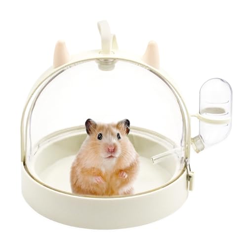 Tragetasche für Kleintiere mit Wasserflasche, tragbare Tragetasche für Hamster, 18,3 cm L x 18,2 cm B x 15,7 cm H für kleine Haustiere, Vögel, Zuckergleiter, Igel, Mäuse, Zwerghamster (weißer Engel) von Achicklead