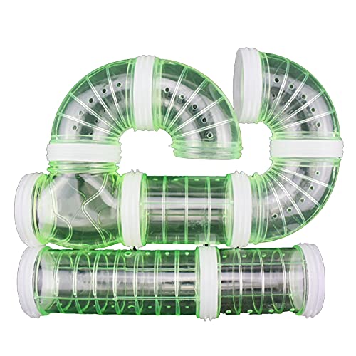 AchidistviQ Hamster-Rohr-Set, Transparentes Externes Rohr-Set Curved Pipe Pet Cage Tunnel DIY Creative Connection Tunnel Übungsspielzeug Für Hamster-Maus Und Andere Kleintiere Grün von AchidistviQ