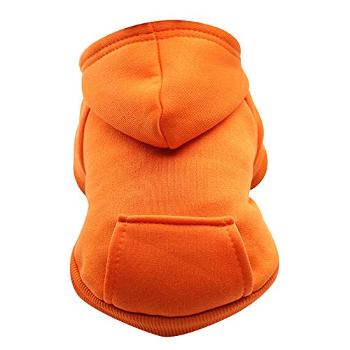 AchidistviQ Hunde-Kapuzenpullover aus Baumwolle, mit Tasche, warme Haustierkleidung für kleine, mittelgroße und große Hunde und Katzen, Winterkostüme, Größe L, Orange von AchidistviQ