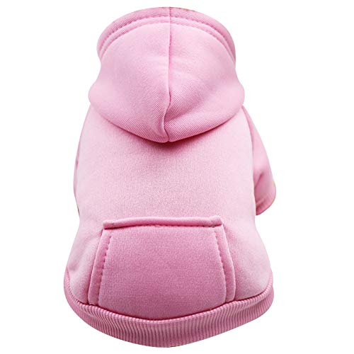 AchidistviQ Hunde-Kapuzenpullover aus Baumwolle, mit Tasche, warme Haustierkleidung für kleine, mittelgroße und große Hunde und Katzen, Winterkostüme, Größe M, Pink von AchidistviQ