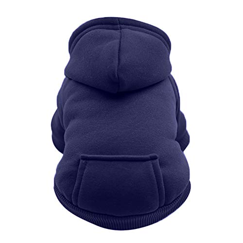 AchidistviQ Hunde-Kapuzenpullover aus Baumwolle, mit Tasche, warme Haustierkleidung für kleine, mittelgroße und große Hunde und Katzen, Winterkostüme, Größe S, Marineblau von AchidistviQ