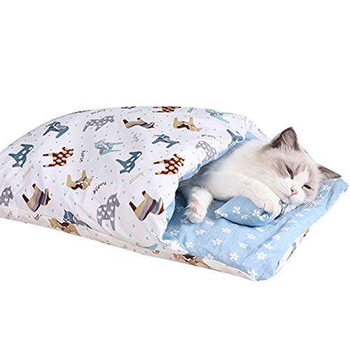 AchidistviQ Katze Warmer Schlafsack Winter Pet Cave Bed Abnehmbare Katzenbett Decke Mat Soft Pet Kennel House Für Hunde Katzen Winter Pet Supplies Blau S von AchidistviQ