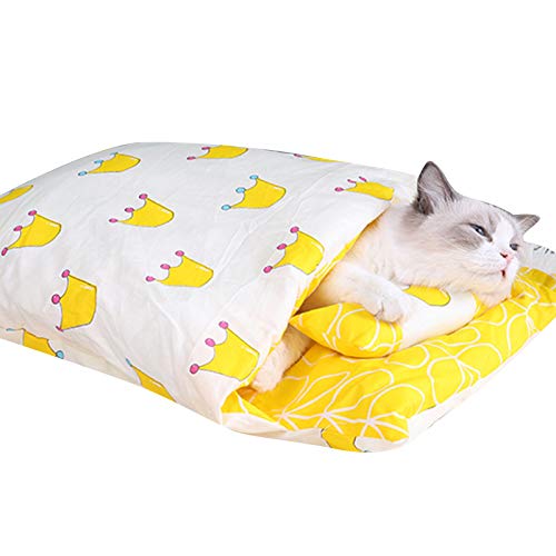 AchidistviQ Katze Warmer Schlafsack Winter Pet Cave Bed Abnehmbare Katzenbett Decke Mat Soft Pet Kennel House Für Hunde Katzen Winter Pet Supplies Yellow L von AchidistviQ