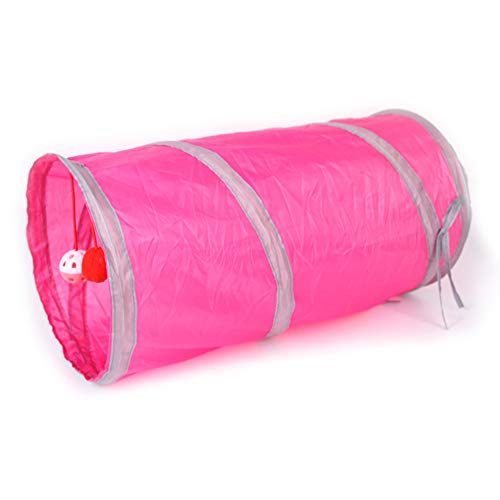 AchidistviQ Katzentunnel Für Indoor-Katzen Zusammenklappbares Pet Tube Hideaway Spielspielzeug Interaktives Tunnelspielzeug Mit Glocke Und Ball Für Katzen, Welpen, Kaninchen Rosenrot von AchidistviQ