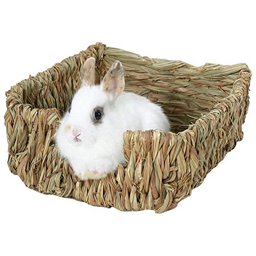 AchidistviQ Rabbit Grass House, Natürliche Gewebte Grasbett Hideaway Faltbare Betthütte Für Häschen Meerschweinchen Chinchilla Schlafen Und Spielen Holz braun von AchidistviQ