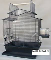 Vogelkäfig IZA III Cabrio Wellensittichkäfig,Exotenkäfig,Vogelkäfig Vogelbauer Wellensittich Kanarien Voliere Vogelhaus Käfig in schwarz mit schwarzer Schale incl. Badehaus und Trinkröhrchen von Achmet