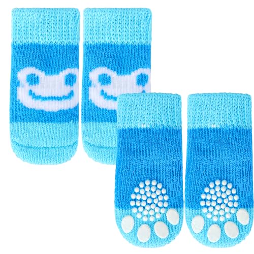 4 Stück Hundesocken Hundesocken Anti Rutsch Weich Hundesocken Pfotenschutz Dauerhaft Socken für Hunde Hundesocken Outdoor Dog Socks für Kleine-Mittlere Tiere,Draußen und Drinnen von Acooruiteng