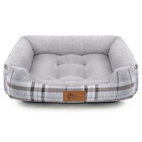 AcornPets® B-1042 Hundebett, Katze, Haustierkissen, Fleece, Gitter-Stil, 70 x 55 cm, für kleine oder mittelgroße Hunde und Katzen, Grau von AcornPets