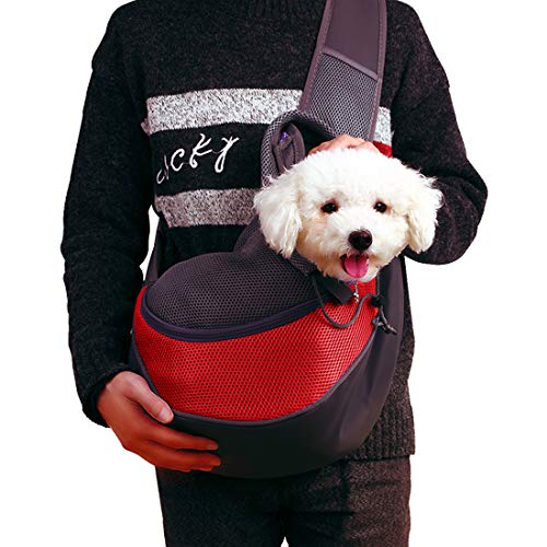 Acoser Haustier-Tragetasche Mesh Travel Tote Schulter Sling Bag für Hunde Katzen Verstellbar Schultergurt Mit Fronttasche Sicherheitsgurt (S) von Acoser