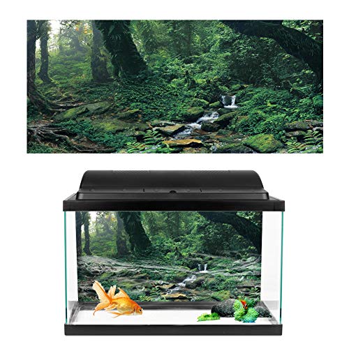 Acouto Aquarium Hintergrund Poster PVC Wasserdichter Aufkleber Selbstklebender Riverway Green Woods Dekoration (122 46cm) von Acouto