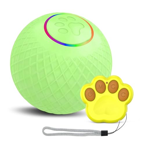 Acouto Cat Toy Ball mit Fernbedienung Interaktiver Spielzeugball Niedriger Rausch Typ C Ladung Dual Mode Design Jolly Ball Cat -Spielzeug für Innenkatzen Automatische (Fernbedienung) von Acouto