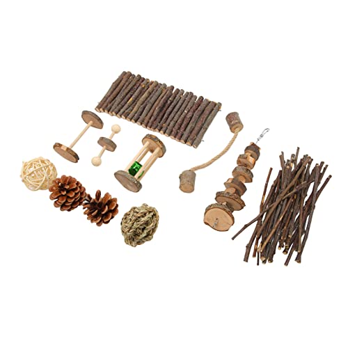 Acouto Hamster-Kauspielzeug-Set, Kleintier-Backenzahnspielzeug, Holzstäbchen, Tunnel, Natürlicher Geruch, Zähneknirschen für Meerschweinchen und Kaninchen von Acouto