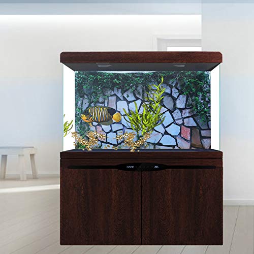 Acouto Aquarium Hintergrund Poster Dekorative Steinmauer Gemölde PVC Grünes Blatt Schiefer Wandaufkleber Landschaft Bild für Dekoration (61 30cm) von Acouto