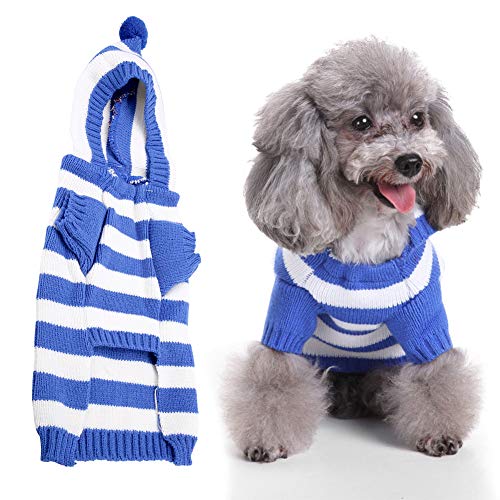 Haustier Pet Dog Kleidung Strickwaren Sweater Warme Atmungsaktive Gestreifte Rollkragenpullover für Cat Shirt Winter (S) von Acouto