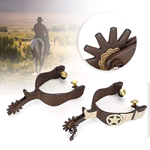 Acouto Pferdesporen aus Kohlenstoffarmem Stahl mit Elegantem Aussehen Handskulptur Cowboystiefelsporen Dekoration für Pferdetraining/Pferdesportwettbewerb von Acouto