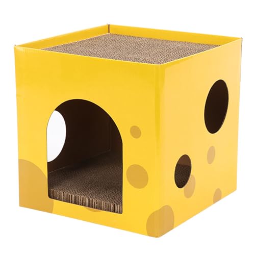 Acouto Pfotengesitz-Käseform Katze Kratzhause Langlebige Pappkatze Kratzer Hütte Zum Ruhestieren, 30 X 30 cm Acouto Pfotengesitz-Käseform Katze Kratzhause Langlebige Pappkatze Kratzer Hütte Zum Ruhestieren, 30 X 30 cm von Acouto