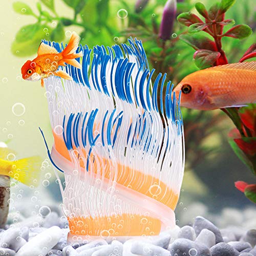 Acouto Aquarium Realistische Gefölschte Pflanze Künstliche Silikon Koralle Meer Anemone Wasser Landschaft Ornament Dekoration Zubehör (Blau) von Acouto