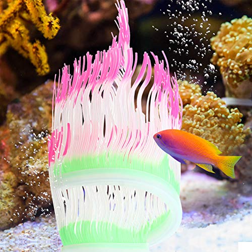 Acouto Aquarium Realistische Gefölschte Pflanze Künstliche Silikon Koralle Meer Anemone Wasser Landschaft Ornament Dekoration Zubehör (Rosa) von Acouto