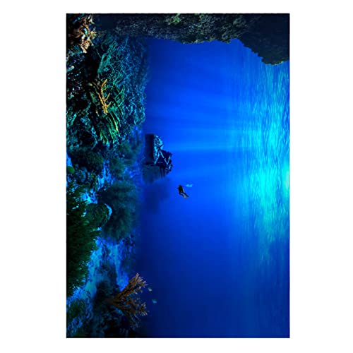 Acouto Selbstklebendes Seaworld-Hintergrundposter für die Dekoration von Aquarien, 91 X 41 cm. Hochfeine Aquariumdekorationen aus Stoff Werden hergestellt. Glatt Anzubringendes von Acouto