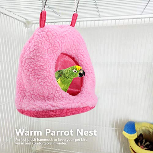 Acouto Sittich Berber Fleece Warm Plüsch Hängematte Hängende Schaukel Bett Höhle für Haustier Vogel Dunkel Vogel Liefert für Sittiche (Pink) von Acouto