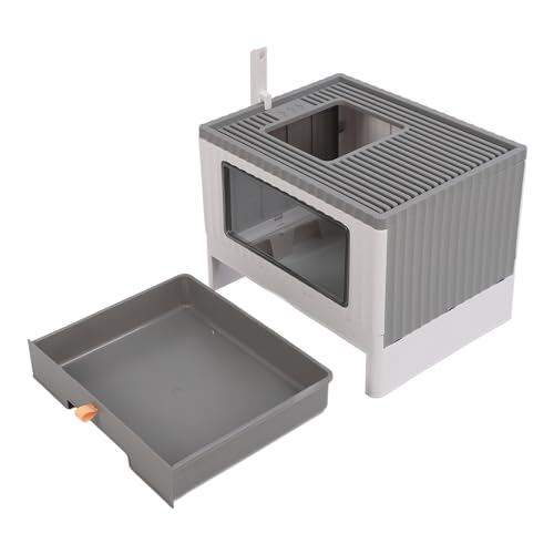 Faltbare, Geschlossene Katzentoilette mit Zugang von Oben, Großer Platz und Langlebige Katzentoilettenbox für Katzen mit Zusammenklappbarem Design (Gray) von Acouto