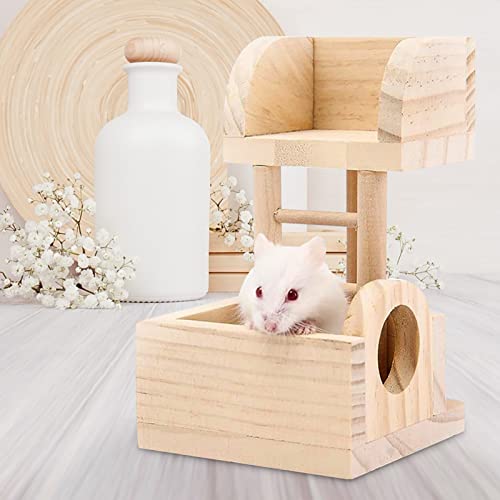 Hamster-Kauspielzeug, Holzhaus, Hamsterplattform, Aussichtsturm, Spielzeug zum Klettern, Hängeversteck, Spielzeug, Hamsterkäfig-Zubehör (Hamster-Lookout) von Acouto