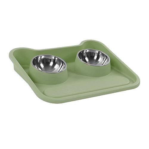 Katzenfutter-Wassernäpfe, Futternapf-Set für Haustiere, Rostbeständiger Edelstahl für den Täglichen Gebrauch (Green) von Acouto