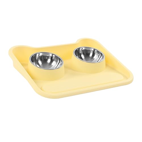 Katzenfutter-Wassernäpfe, Futternapf-Set für Haustiere, Rostbeständiger Edelstahl für den Täglichen Gebrauch (Yellow) von Acouto