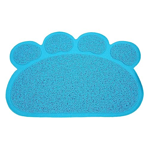 Katzentoilettenmatte in Pfotenform aus PVC, Weich, Wasserdicht, Rutschfest, für den Innenboden (BLUE) von Acouto