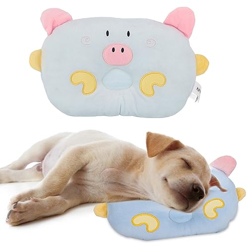 Haustier Cartoon Bett Kissen Schwein Tierform Katze Hund Naptime Schlafkissen für Kleine Hunde Und Katzen Halswirbelsöule Schutz (Blau) von Acouto