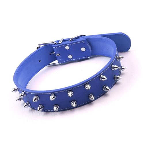 Nietenbesetztes Hundehalsband Im Punk-Stil für Mittelgroße Bis Große Hunde, Robustes Haustierhalsband aus PU-Leder mit Nieten für Modischen Look (Blue) von Acouto