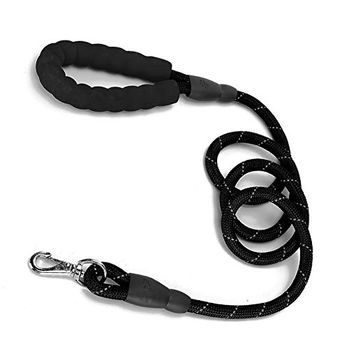 Outdoor-Zugseil Dog Leash Nylon Traktionsseil mit Reflektierender Explosionsgeschützter Rushed und Round Rope Hundeleine (Normales Schwarz) von Acouto