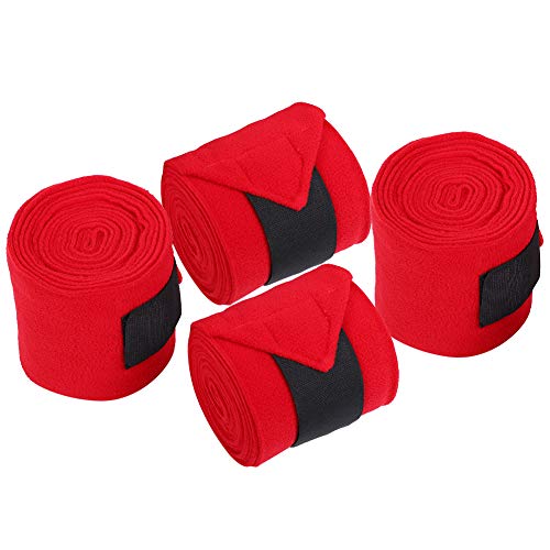 Pferdebeinpackungszubehör mit Dickem Nicht -Slip -Fleece -Verband 4pcs Zum Schutz des Pferdes, Rot von Acouto