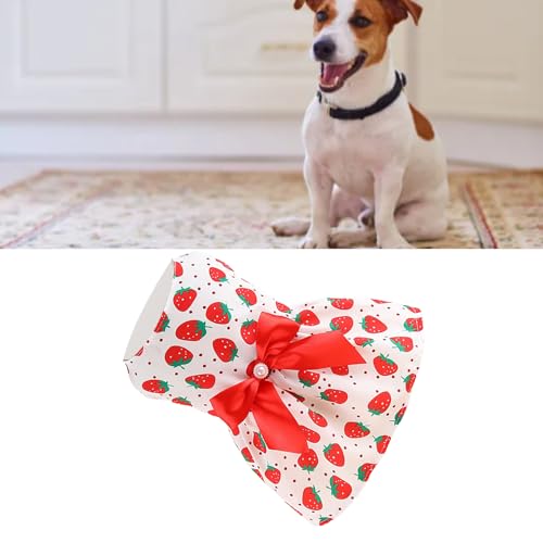 Sommer-Hundekleid, Rotes Erdbeermuster, Welpenkostüm für Frühling und Sommer, aus Polyester-Material, Geeignet für den Täglichen Gebrauch (L) von Acouto