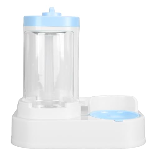 Acouto Tierfutter-Wasserspender, PP-Material, Abnehmbarer Automatischer Katzentränke-Futterspender, Transparentes Fenster, 2-in-1, Einfache Reinigung für Welpen (Blue) von Acouto