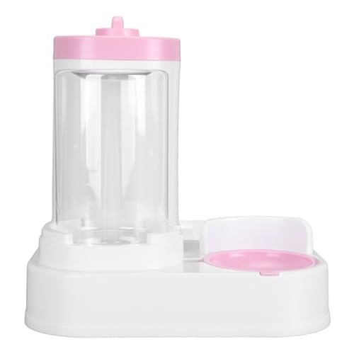 Tierfutter-Wasserspender, PP-Material, Abnehmbarer Automatischer Katzentränke-Futterspender, Transparentes Fenster, 2-in-1, Einfache Reinigung für Welpen (PINK) von Acouto